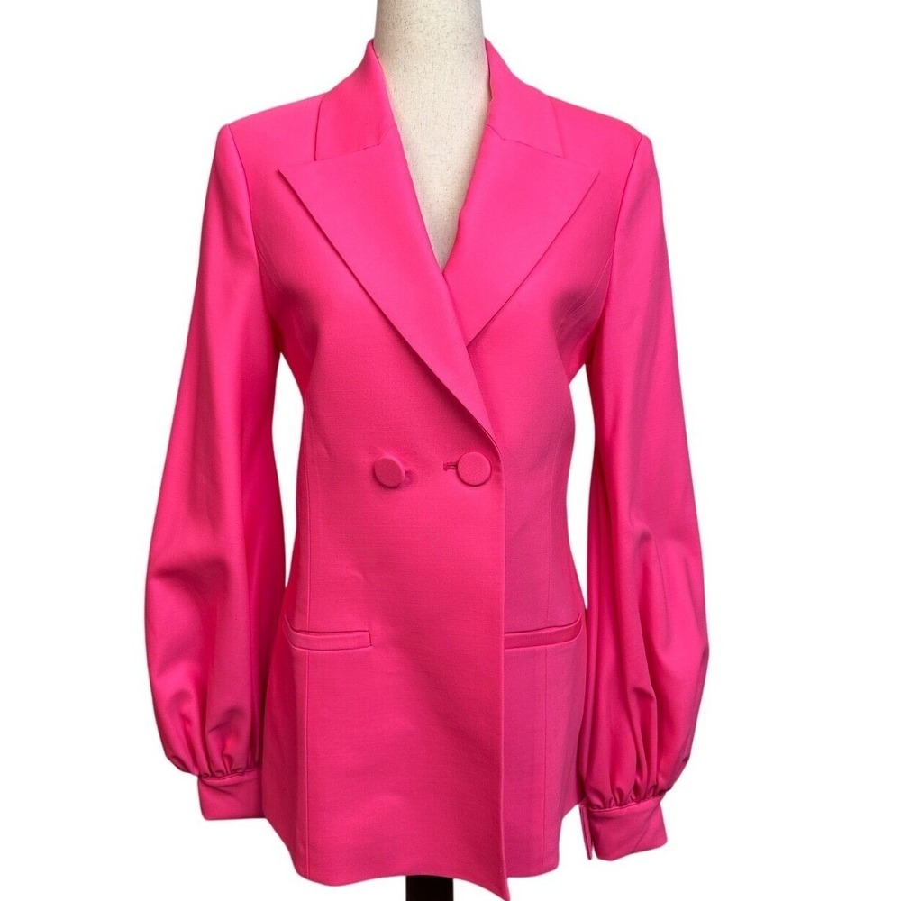 Taghi Silk & Wool‎ Hot Pink Blazer Double Breasted Bubble Sleeve 4 NWT $2295